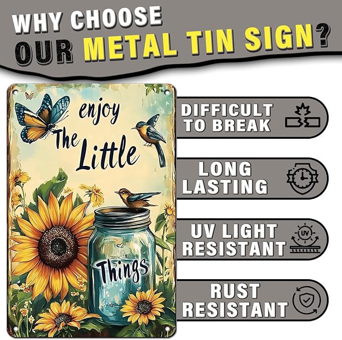 Flowers Vintage Tin Sig Flowers Metal Tin Sig Retro Sign for Home Bar Office Outdoor Wall Decor 8x12inch