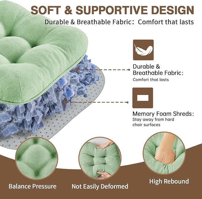 Betu Chair Cushions for Dining Chairs Set of 4,3.5" Thick Green Kitchen Chair Cushions Chair Pads with Ties,Non Slip Backing,Home Room Decor Seat Cushion,Bar,Patio Folding Chairs16"X16"X3.5"Sage Green