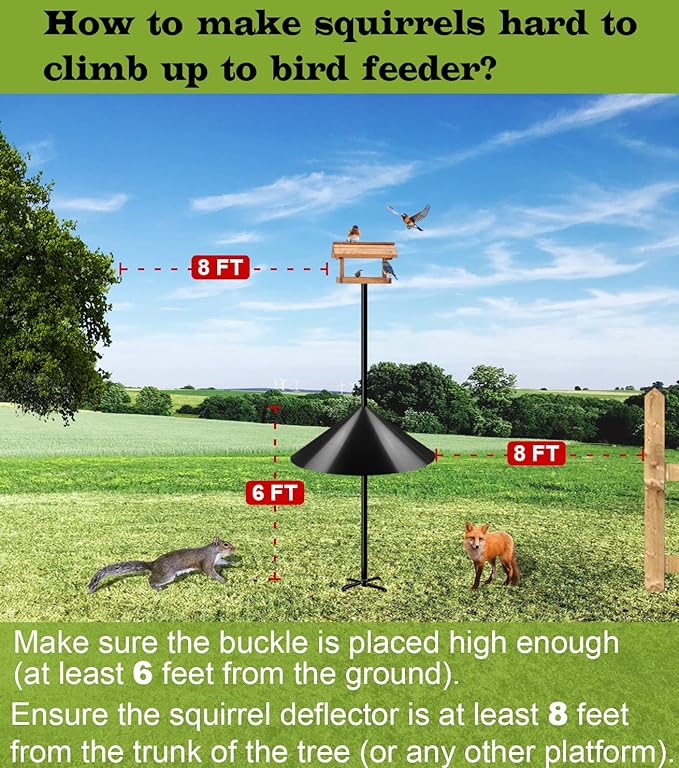 19 Inch Wide Squirrel Baffle for Bird Feeder Pole, Outside Pole Mount Stopper & Bird House Guard for Outdoor Shepherd’s Hook, Black, 1 Pack