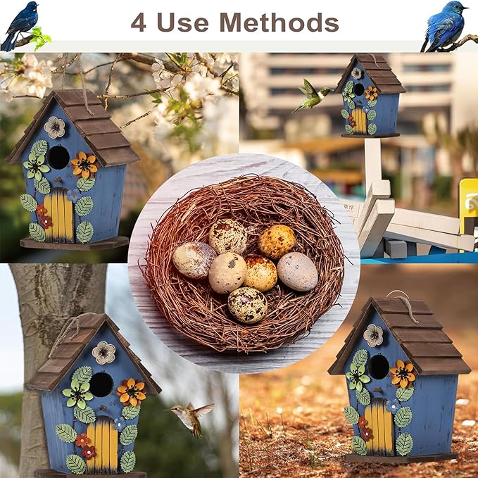 handrong Bird Houses for Outside,Wood Birdhouse,Bird Nest,Birdhouses for Outdoors,Wooden Bird Box,Bluebird House for Outside,Bird Gifts for Bird Lovers