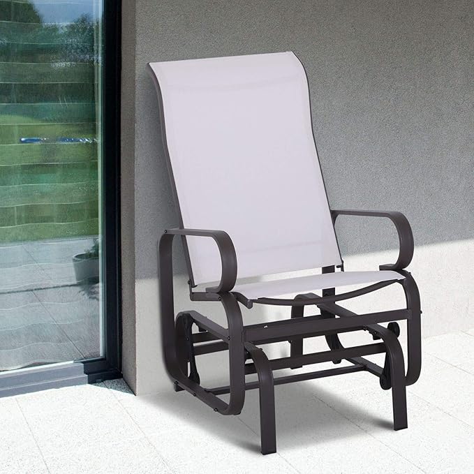 Outsunny Outdoor Glider Chair, Gliders for Outside Patio with Smooth Gliding Mechanism and Lightweight Construction for Backyard, Beige