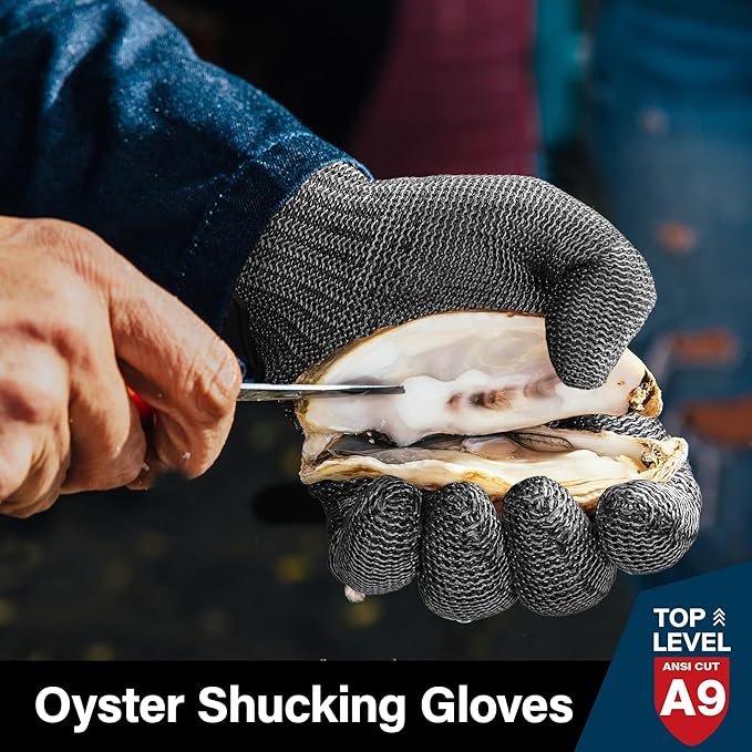 Schwer Ultimate Cut Resistant Gloves Beyond ANSI A9, Reinforced Stainless Steel Glove, Food Grade Mesh Metal Gloves for Butcher Meat Cutting, Oyster Shucking, Mandoline, PR1708 (S, 1 PCS)