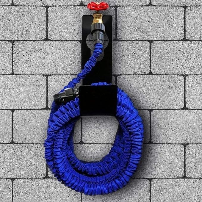 2 Pack Garden Hose Hanger Wall Mount Heavy Duty Hose Holder Hook Use for 150foot Hose (Large, Black)