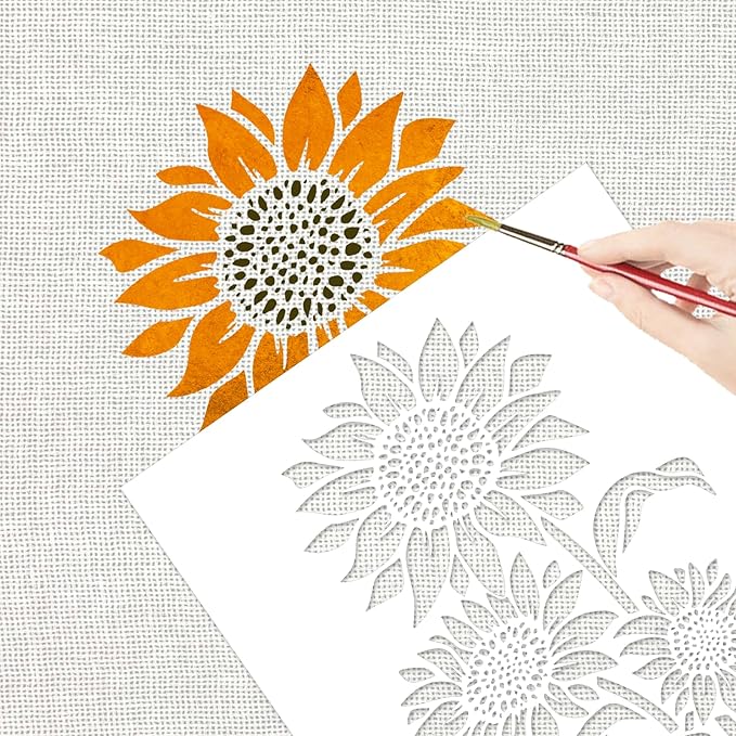 Large Sunflower Painting Stencils - 15x12Inch Flower Template Reusable - Drawing Plants Theme Decoration on Wood, Home, Garden, Outdoor Fence and DIY Projects