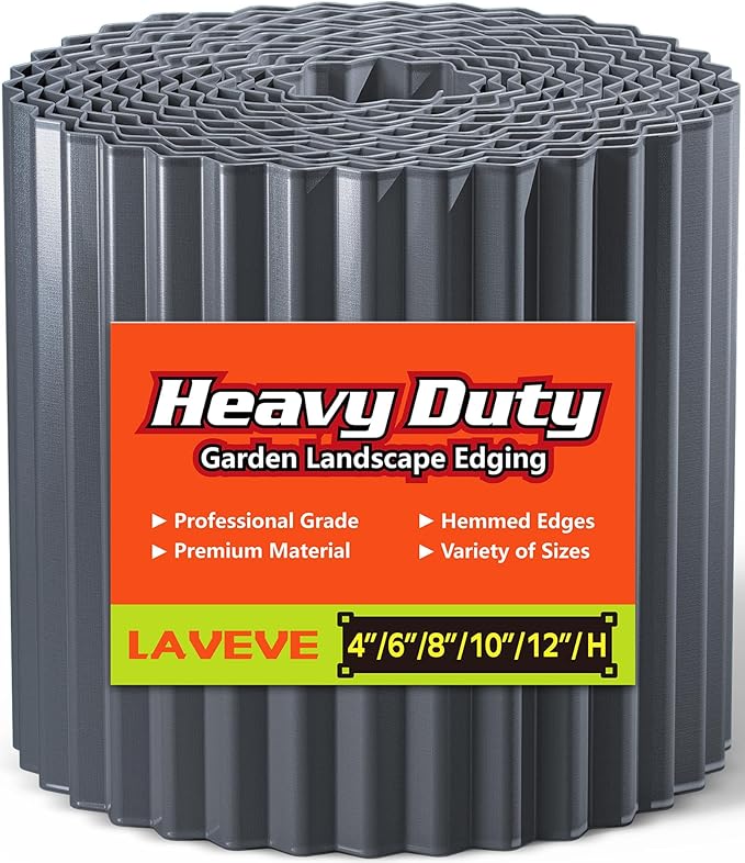 Corrugated Metal Garden Edging 6" x 40Ft, Landscape Edging Border for Lawn, Flower Bed, Garden Fence, Paver Edging (Dark Gray)