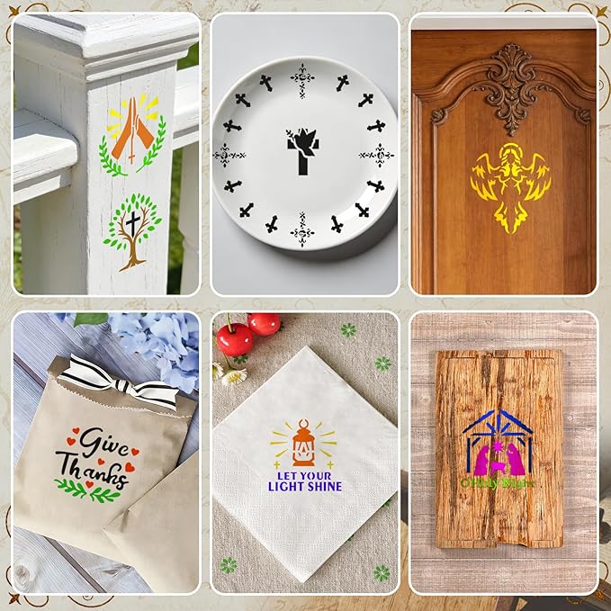 72 PCS 3x3 Inch Christian Cross Stencils for Painting - Religious Jesus Christ God Reusable Painting Templates, Christ Stencil Crafts Drawing Templates DIY Scrapbook, Home Wall, Canvas Wood Signs