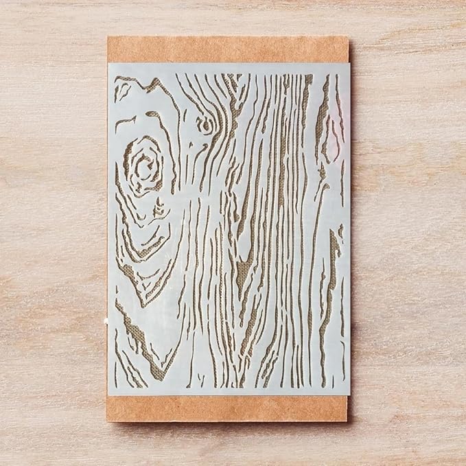 TIAMECH A4 Reusable Wooden Texture Stencil for Painting - Wood Grain Layering Template, DIY Wall Art, Furniture, Scrapbook & Crafts (8.3x11.7inch)