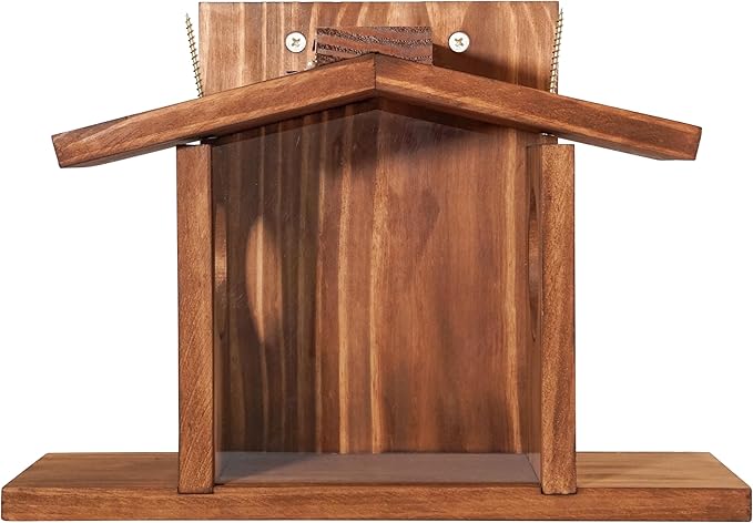 MIXUMON Wood Squirrel Feeder, Squirrel Feeders for Outside Winter, Wooden Chipmunk Feeder for Corn, Peanuts, Durable Box Easy to Fill with Removable Front Panel (Style 2)