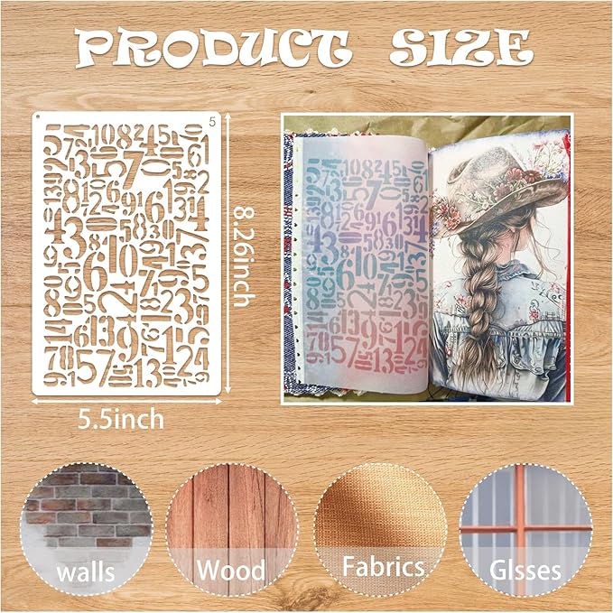 16 Pieces Stencils for Painting, Abstract Texture Mixed Media Art Supplies Crafts Reusable Layering Stencil Brick Pattern Templates for Drawing Card Making Canvas Furniture Paper (Texture)