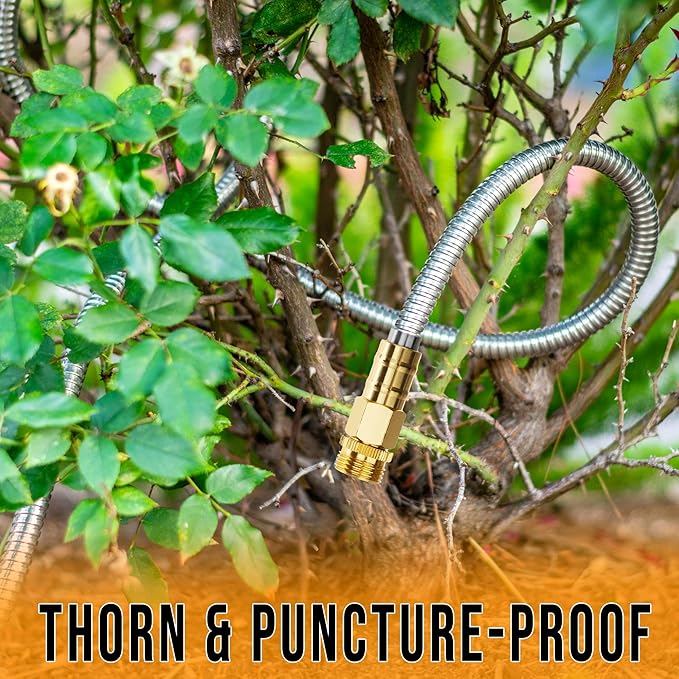 Tardigrade Metal Garden Hose 50 FT, Heavy Duty 304 Stainless Steel Water Hoses, Unmatched Durability, Flexible, No Kink & Tangle, Lightweight, Pet & Rust Proof for Outdoor Lawn Yard