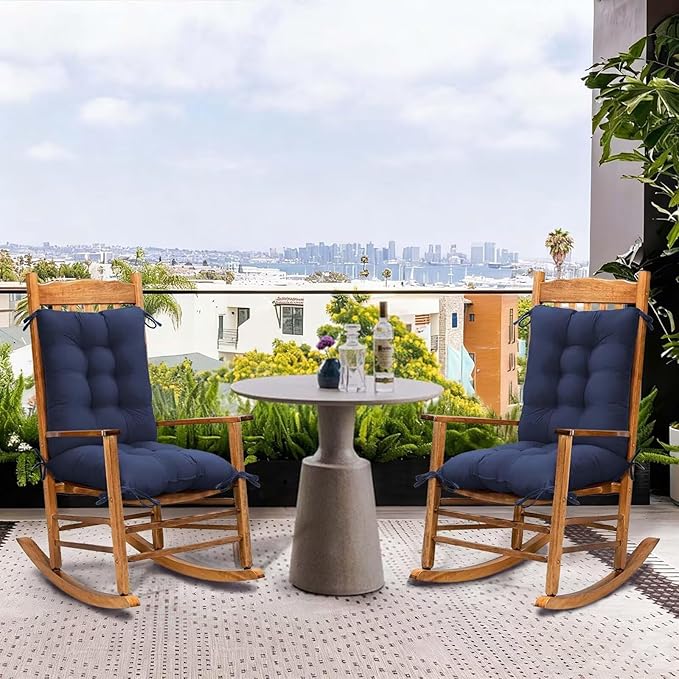 2 Pack Rocking Chair Cushion for Indoor Outdoor Patio Seat Cushion Pad for Patio Wicker Lounge Rocking Chair Yellow