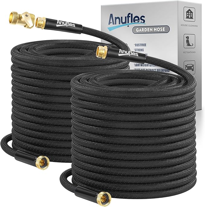 Garden Hose 100FT, Lightweight 3-Layer PVC Flexible Water Hose, No Kink, Leak-Resistant, High-Pressure with Metal Fittings, Durable for Outdoor, Gardening, Washing Cars, Easy to Store