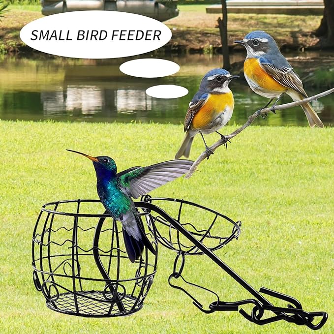 4 Pack Bird Feeder, Suet Ball Feeders for Outside Hanging, Metal Hanging with Hooks, Fat Ball Bird Feeder Suet Feeder for Wild Birds Outdoor Garden