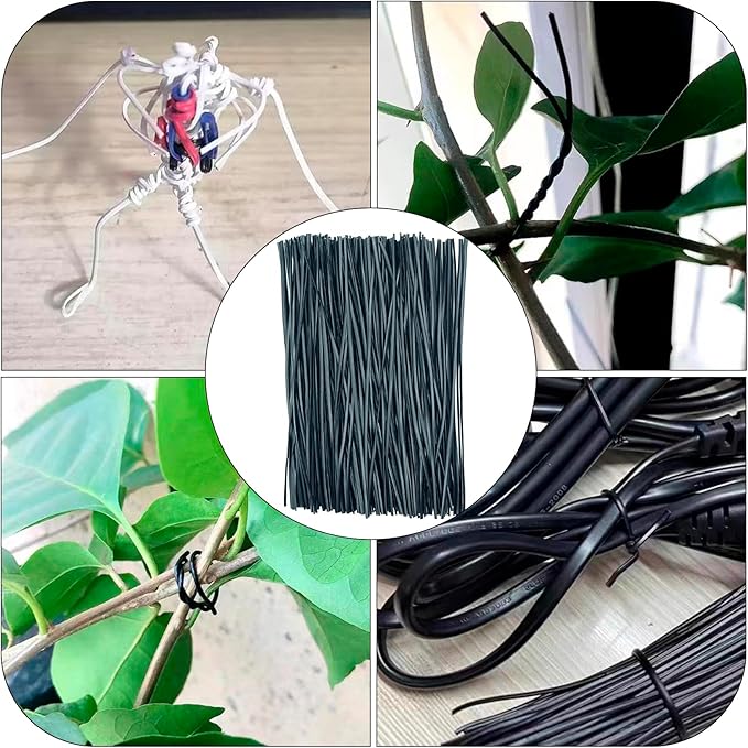 White Plastic Twist Ties Bulk, 6 Inch Reusable Twist Ties Garden Ties for Plants, 500 Pcs Metallic Twist Ties for Bread Bags, Vines and Wrapping Cords, Christmas Decor