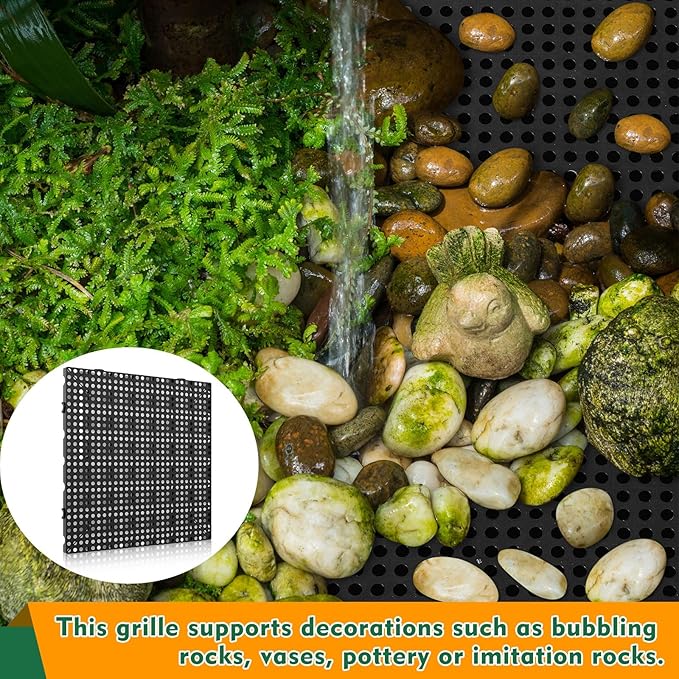 3 Pack 31.5 Inch x 31.5 Inch Heavy Duty Fountain Basin Grate for Pond and Water Garden Features and More Snap-Together - Hide Reservoir, Rocks, Other Decorative Objects (Black)
