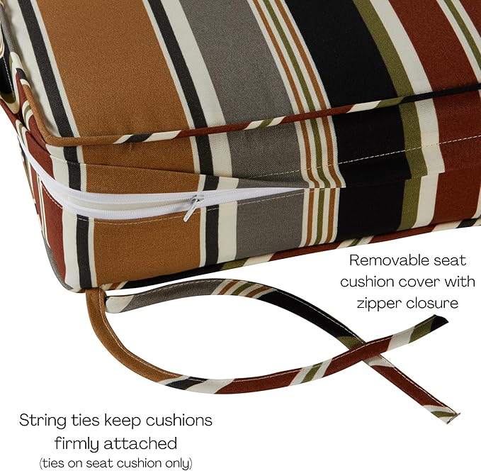 Greendale Home Fashions Outdoor Reversible 2-Piece Deep Seat Cushion Set, Espresso Stripe