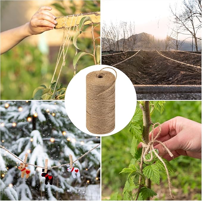 Twine String 656 Feet Long Jute Twine Hemp Rope for Gardening Crafts Giftwares Wrapping Packing Wedding Decor, Brown 1 Rolls