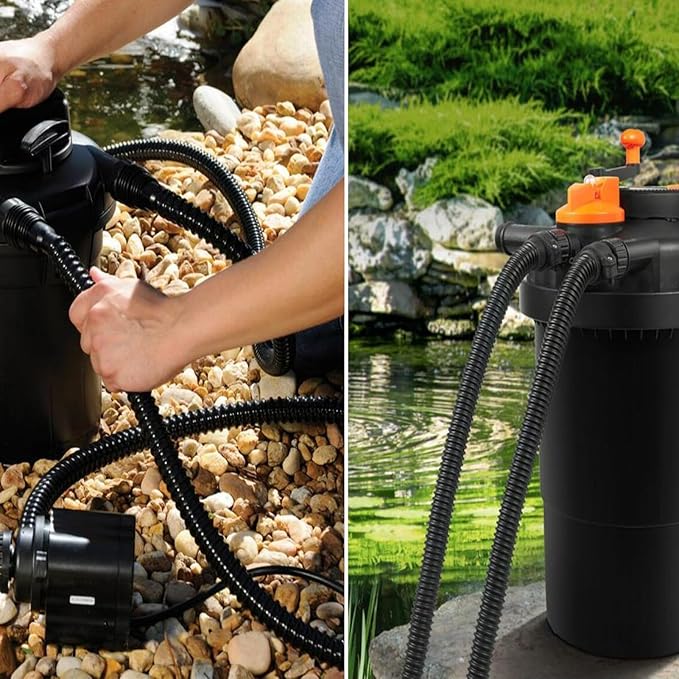 Pond Tubing,1-1/4 x 10 ft PVC Flexible Pond Hose, Black Corrugated Waterfall Sump Pump Hose,Drainage Pipe, Kinkproof for Garden Ponds