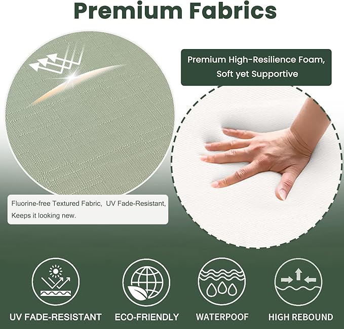 Battilo Chair Cushions for Dining Chairs with Ties, Indoor/Outdoor Kitchen Chair Pad with Non-Slip Backing, Dining Seat Cushion with Machine Washable Removable Cover, 16"x16"x2", Set of 4, Sage Green