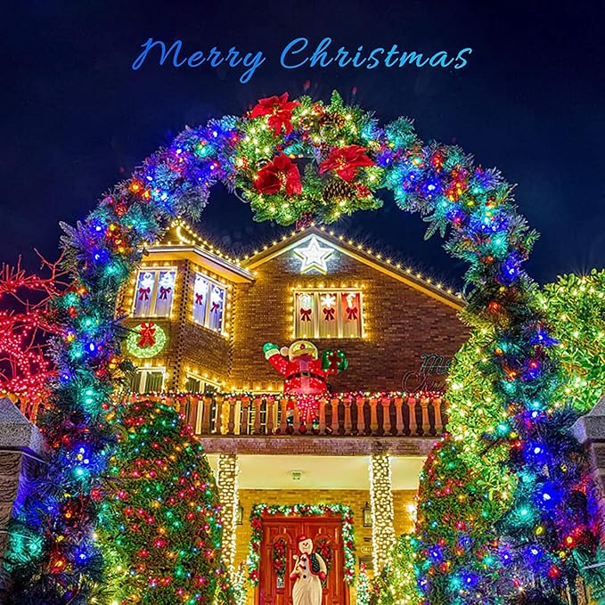 FULLBELL Black Christmas Light String, 33Feet, 100 LED Multicolor Christmas Decorations, Indoor Tree Party, Bedroom Decor (Multi Color- Black Wire)