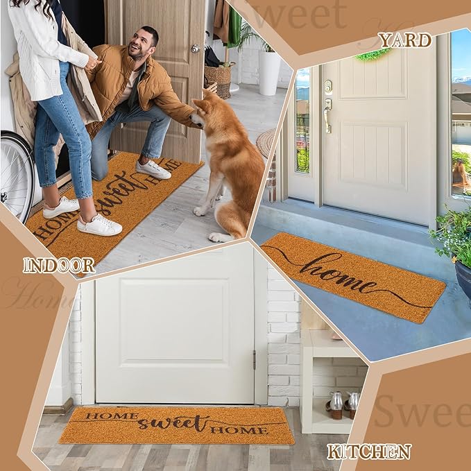 Long Doormat 48''x16'' Front Door Mat for Entrance Inside Outdoor Large Decorative Door Rug Welcome Mat for Outside Home Entry(Sweet Home,Yellow)