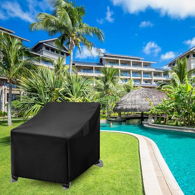 WLEAFJ Adirondack Chair Covers - Waterproof Heavy Duty, Patio Rocking Chair Covers for Outdoor Furniture, Black - 2 Pack - 32" W x 34" D x 36" H