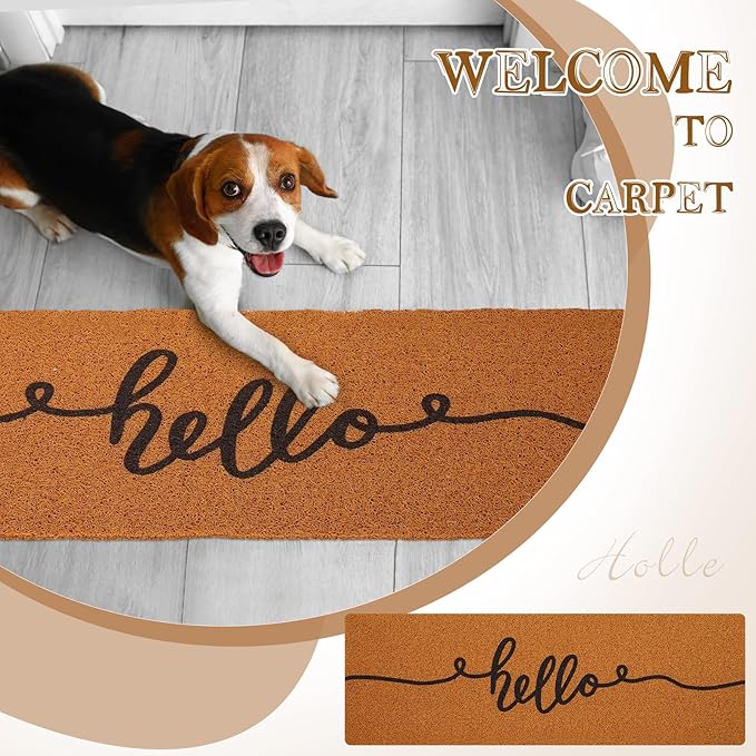 Long Doormat 48''x16'' Front Door Mat for Entrance Inside Outdoor Large Decorative Door Rug Welcome Mat for Outside Home Entry(Hello,Yellow)