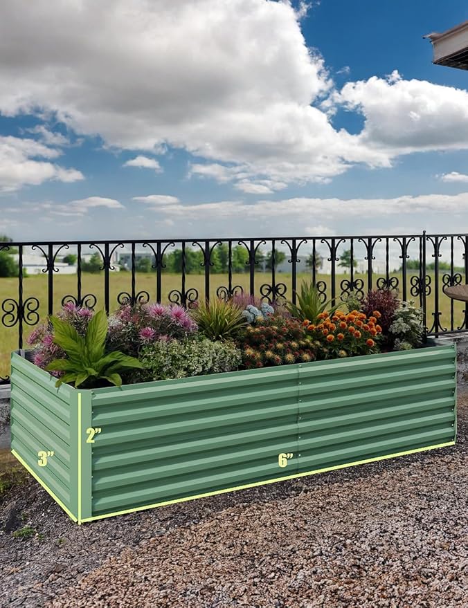 1PC 0.5mm 6 * 3 * 2ft Garden Planting Bed - Garden Bed, Raised Garden Bed, Galvanized Raised Garden Bed, Planter Box, Raised Beds for Gardening