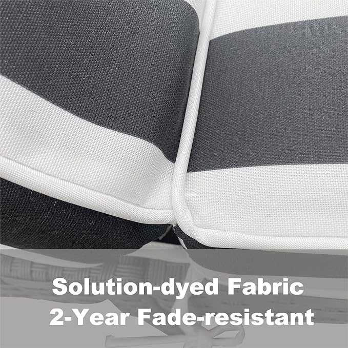 Only choice 2 Pcs Set Outdoor Lounge Chair Cushions Patio Chaise Lounge Replacement Cushions Furniture Seat Cushions(Black+White Stripes-2 pcs)
