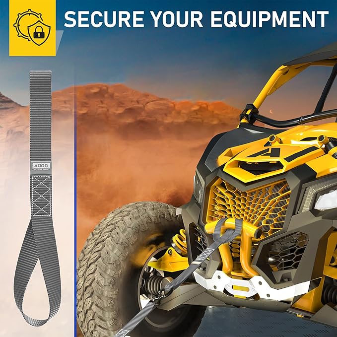 AUGO Heavy Duty Soft Loops –Pack of 6-1.5” x 17” Tie Down Anchor Straps for Use w/Ratchet Strap Hooks – 3000Lb Load Capacity & 10,000Lb Break Strength – Great for Motorcycle, Bike, Roof Rack, Etc.