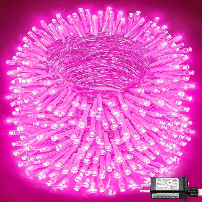 165FT 500 LED Outdoor String Lights, Connectable Pink Valentines Lights Waterproof with 8 Modes, Plug in Twinkle Fairy Lights Clear Wire for Indoor Bedroom Patio Wedding Garden Decorations