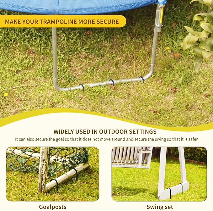 Anothera 8 Pack Steel Rebar Stakes, 12-Inch Heavy Duty J Hook Metal Fence Stake, Rustproof Ground Hooks Anchors for Tents, Plants, Fences and Trampolines