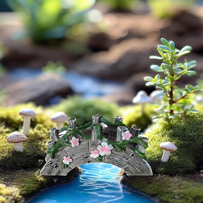MUAMAX Fairy Garden Bridge Mini Bridge for Fairy Garden Flower Bridge Resin Arched Artificial Little Bridge Micro Landscape Bridge for Dollhouse Ornaments Fairy Garden Accessories