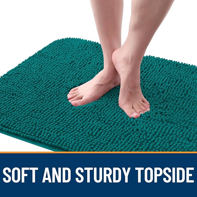 OLANLY Dog Door Mat for Muddy Paws 47x20, Absorbs Moisture and Dirt, Absorbent Non-Slip Washable Doormat, Quick Dry Chenille Mud Mat for Dogs, Entry Indoor Entryway Carpet for Inside Floor, Lake Blue