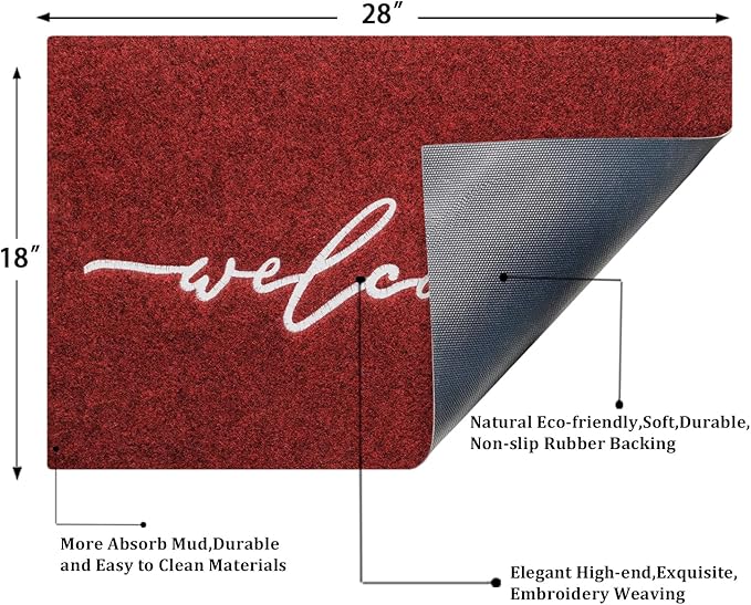 AAZZKANG Doormat Decorative Welcome Mat with Non Slip Rubber Backing Ultra Absorb Mud Easy to Clean Indoor Door Mat Entry Mats