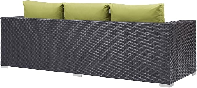 Modway Convene Wicker Rattan Outdoor Patio Sofa in Espresso Peridot