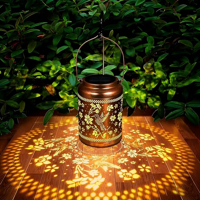 Gifts for Women Mom, Solar Lanterns Outdoor Garden Hummingbird Solar Lights Waterproof Decorative Gifts Hanging Lights Gardening Gift for Outside for Yard, Patio, Backyard, Farm