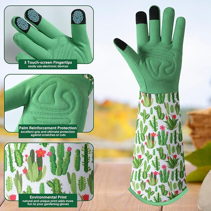 Trifabricy Gardening Gloves for Women - Long Garden Gloves with Grip Breathable, Thorn-Proof Puncture-Resistant Work Gloves