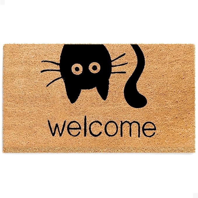 THEODORE MAGNUS Door Mat - Cat Welcome Mat for Front Door with Non-Slip Backing - Durable Doormat - Perfect for Outside Entrance Matt - Outdoor/Indoor - Welcome Cat - 17" x 30"