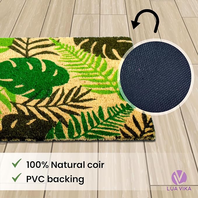 Coir Door mats Outdoor, Door mat Outside Entrance, Welcome mat Indoor, Doormat Outdoor, Funny Door mats Outside, Coir Doormat 16"x27.5" (Tropical)