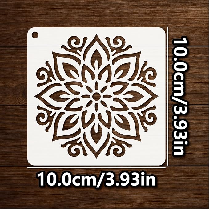 Stencils 4in 50pcs Craft Paint Template Reusable Plastic Templates Mandala Style DIY Crafts Stencil Decoration for Fabrics Window Wall Home Wood(4inch 50 Pack)