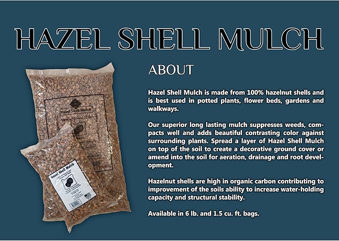 Hazel Shell Mulch Amendment Product - 6 lbs (Hazelnut Shells)