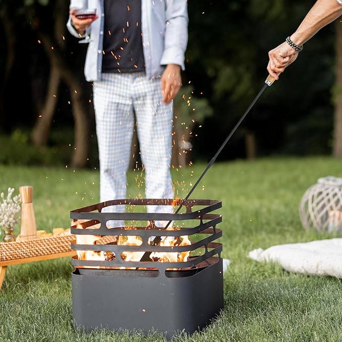 Stanbroil 26” Campfire Fireplace Tongs and 32” Premium Steel Fire Pit Campfire Poker Tool Sets, Heat Resistant Tool for Fireplace Camping Wood Stove Indoor and Outdoor Use