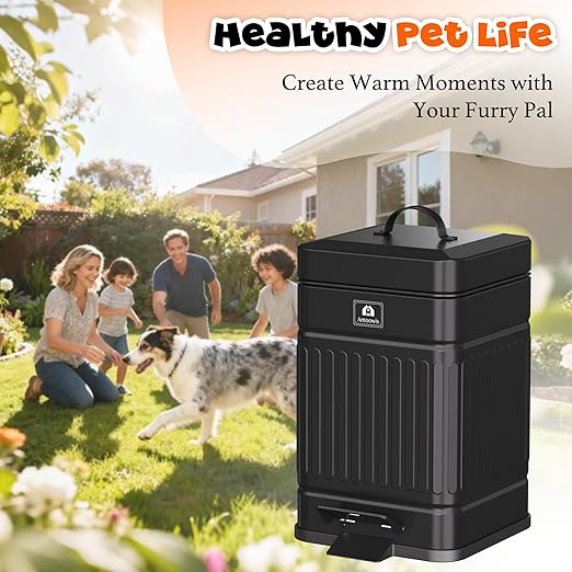 Small Trash Can with Lid, 1.3Gal Stainless Steel Dog Poop Trash Can Outside, Waterproof & Odor Control, 5L Cat Litter Trash Can, Dog Waste Station with Foot Pedal, Garbage Can for Backyard