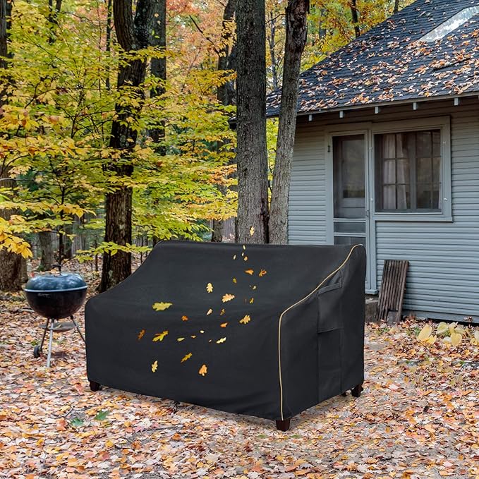 Outdoor 2-Seater Loveseat Cover,Patio Sofa Covers Fits up to 58W x 32.5D x 31H Inches,100% Waterproof Heavy Duty Patio Furniture Covers,Black