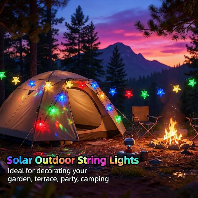 Twinkle Solar Star String Lights Outdoor Waterproof Fairy Lights 39FT 100 LED with 8 Lighting Modes for Camping Garden Wedding Party Tree Holidays Backyard Patio(Multicoloar)