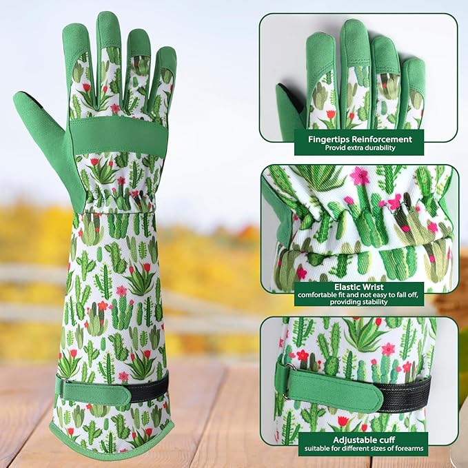 Trifabricy Gardening Gloves for Women - Long Garden Gloves with Grip Breathable, Thorn-Proof Puncture-Resistant Work Gloves