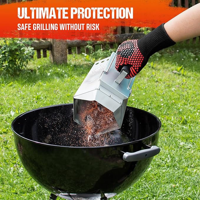 Onlyfire BBQ Gloves 1472°F Heat Resistant Grill Gloves Fireproof Oven Gloves for Cooking, Grilling, Barbecue, Smoker, Baking, Frying, Red