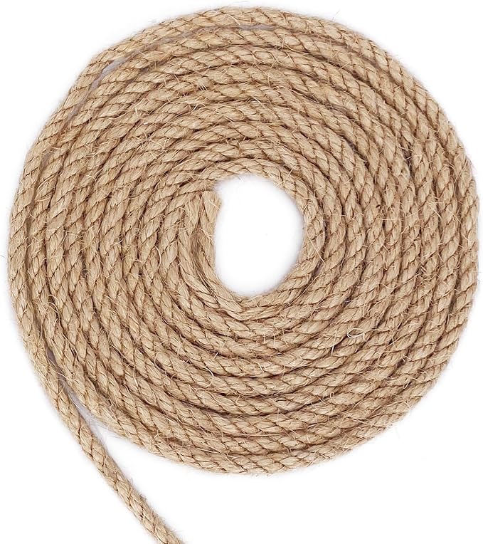 Leecogo 4.5mm Jute Rope 100 Feet Natural Craft Rope Twine String Perfect for Home Gardening Macrame Arts Crafts DIY Cat Scratching Post Replacement Repairing Recovering Cats Toy Making,Brown