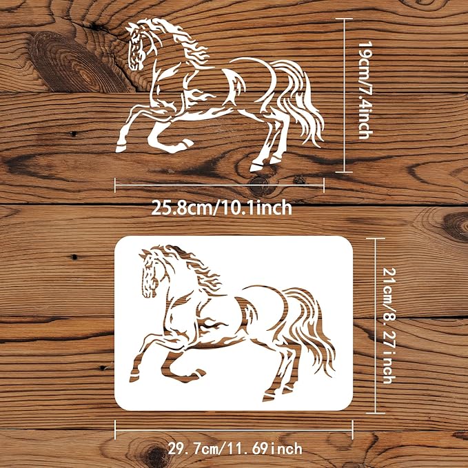 FINGERINSPIRE Horse Stencil 11.7x8.3 inch Horse Drawing Painting Stencils Plastic Horses Stencils Rectangle Reusable Running Horses DIY Home Decor Stencil for Painting on Wood Floor Wall Window